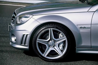 4x Centres de Roues Mercedes Silver 60mm - vue de profil - Becquet Voiture