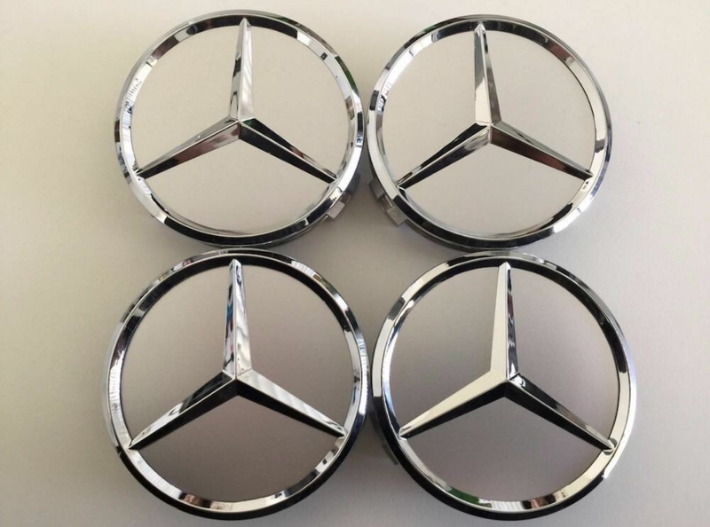 4x Mercedes Radmuttern Silber 75mm - Vorderansicht - Becquet Voiture