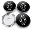 4x Centres de Roues Renault 60mm Noir Chrome