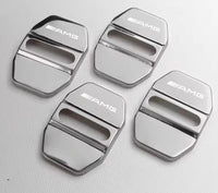 4x Gloss Black and Chrome AMG Door Lock Covers - side view - Becquet Voiture