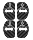 4x Couvercles de Serrure de Porte Renault Carbone Chrome