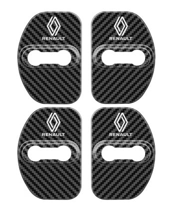 4x Couvercles de Serrure de Porte Renault Carbone Chrome - vue de face - Becquet Voiture