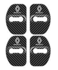 4x Couvercles de Serrure de Porte Renault Carbone Chrome - vue de face - Becquet Voiture