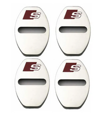 4x Chrome Audi S Door Lock Covers - front view - Becquet Voiture