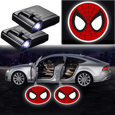 Projecteurs de porte LED Spiderman logo noir - 2 pièces voiture