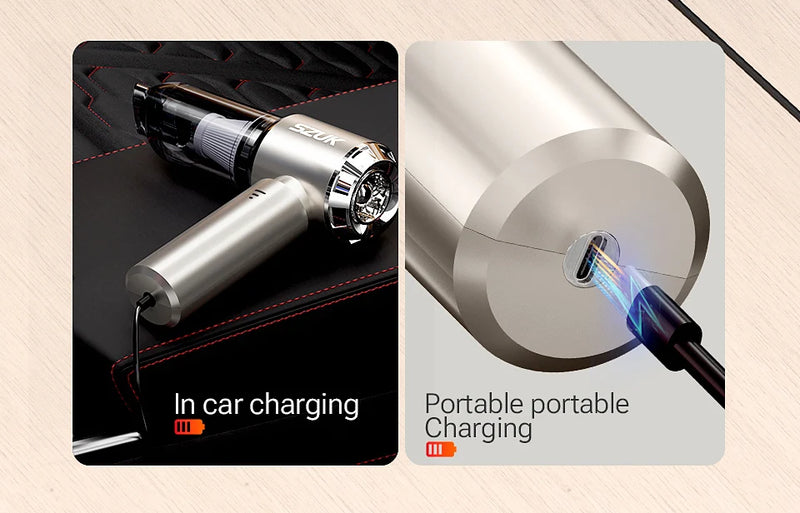 Aspirateur de Voiture Sans Fil SZUK Max 4 en 1 Aspire Souffle et Gonfle Rechargeable USB-C