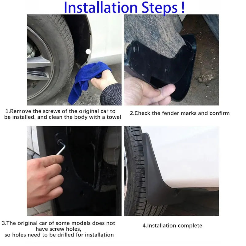 Garde-Boue Jeep Wrangler JL Rubicon 2024-2026 Bavettes 4 Pièces