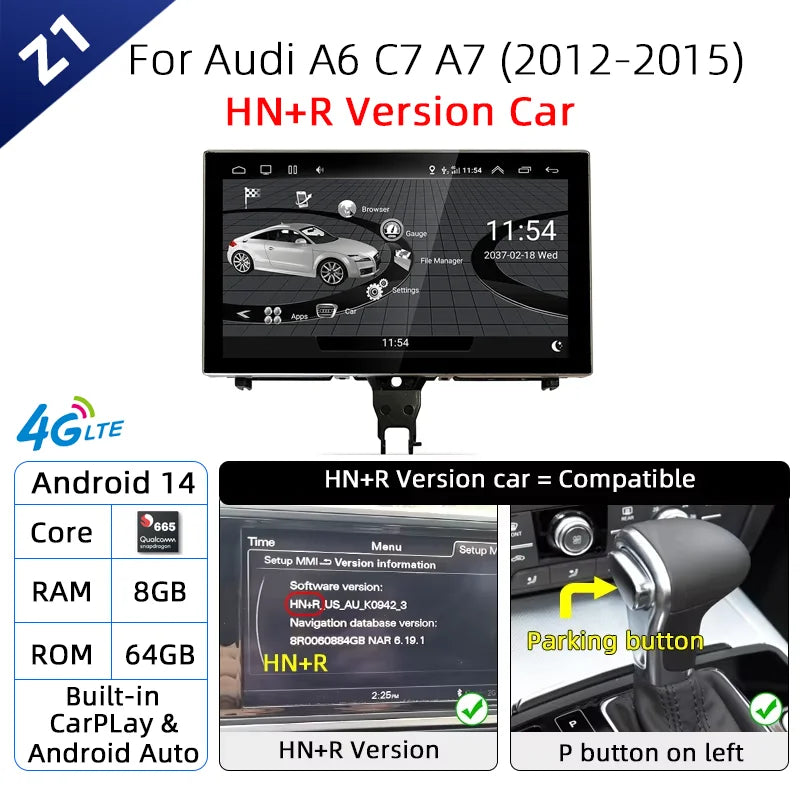 Autoradio Audi A6 A7 C7 CarPlay Android Auto 2012-2018 — détail du support