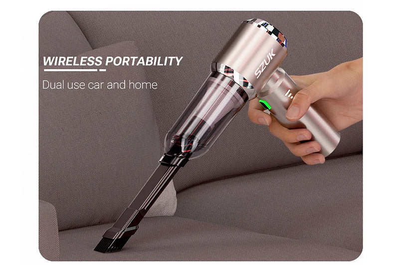 Aspirateur de Voiture Sans Fil SZUK Max 4 en 1 Aspire Souffle et Gonfle Rechargeable USB-C
