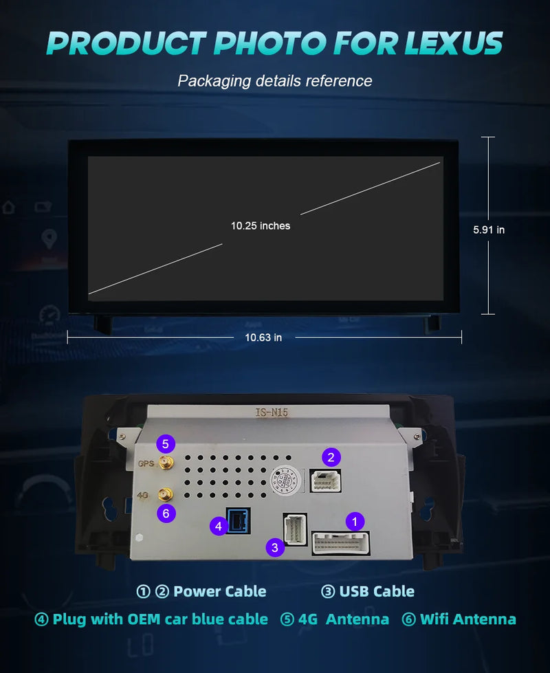 Autoradio Android 14 Lexus NX 200 200t 300h 2014-2021 Écran 10,25 Pouces CarPlay DSP GPS