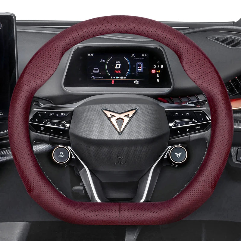 Couvre Volant Cupra Formentor, Leon Sportstourer, Born, Ateca, Tavascan, Terramar en Cuir Perforé, Forme en D