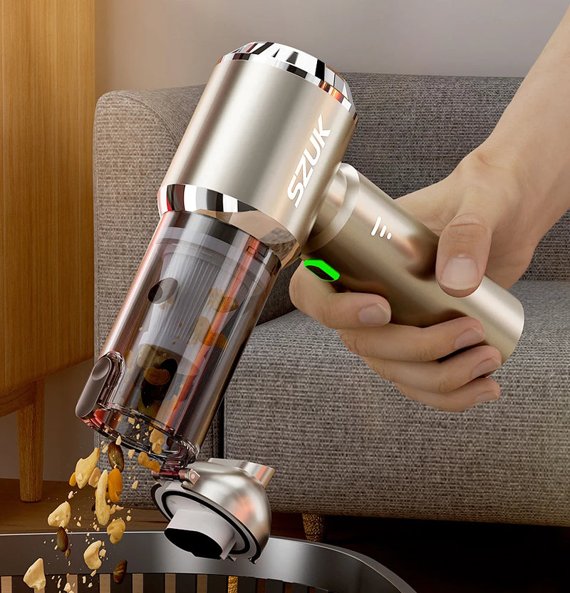 Aspirateur de Voiture Sans Fil SZUK Max 4 en 1 Aspire Souffle et Gonfle Rechargeable USB-C