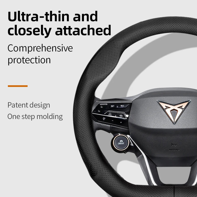 Couvre Volant Cupra Formentor, Leon Sportstourer, Born, Ateca, Tavascan, Terramar en Cuir Perforé, Forme en D