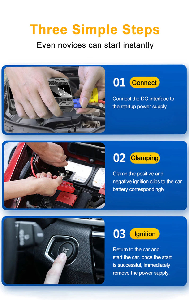 Booster de Batterie Voiture EAFC 600A 2000A Démarreur Portable 12V