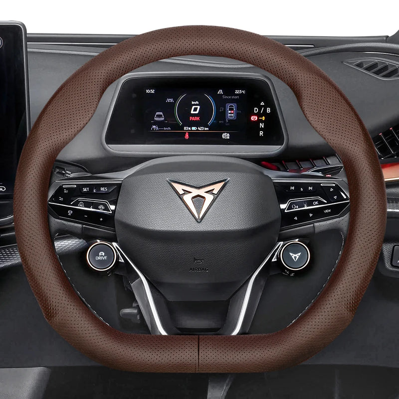 Couvre Volant Cupra Formentor, Leon Sportstourer, Born, Ateca, Tavascan, Terramar en Cuir Perforé, Forme en D