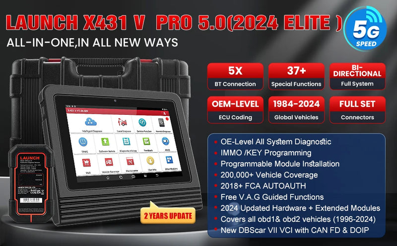 Valise Diagnostic Launch X431 PRO V5.0 Elite Tablette 8 Pouces