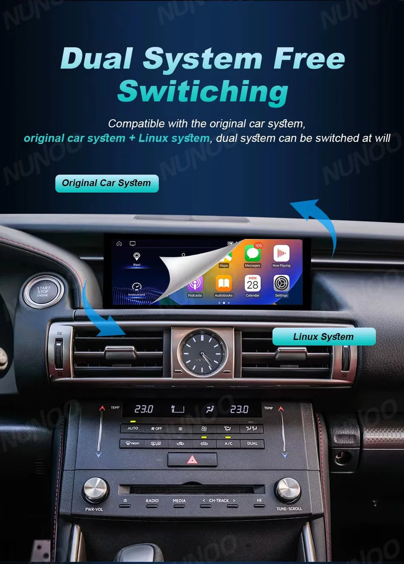 Autoradio Sans Fil CarPlay Android Auto Lexus IS 2013-2017 Écran 10,25 Pouces GPS 4G DSP