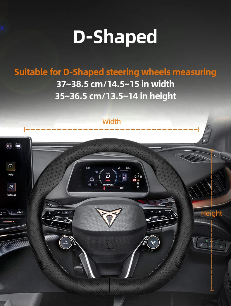 Couvre Volant Cupra Formentor, Leon Sportstourer, Born, Ateca, Tavascan, Terramar en Cuir Perforé, Forme en D