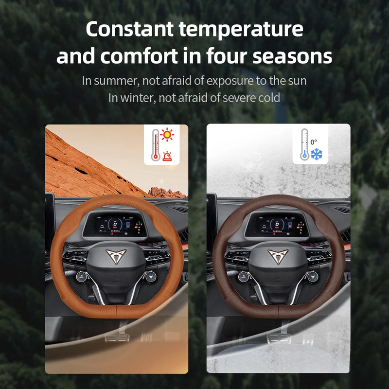 Couvre Volant Cupra Formentor, Leon Sportstourer, Born, Ateca, Tavascan, Terramar en Cuir Perforé, Forme en D