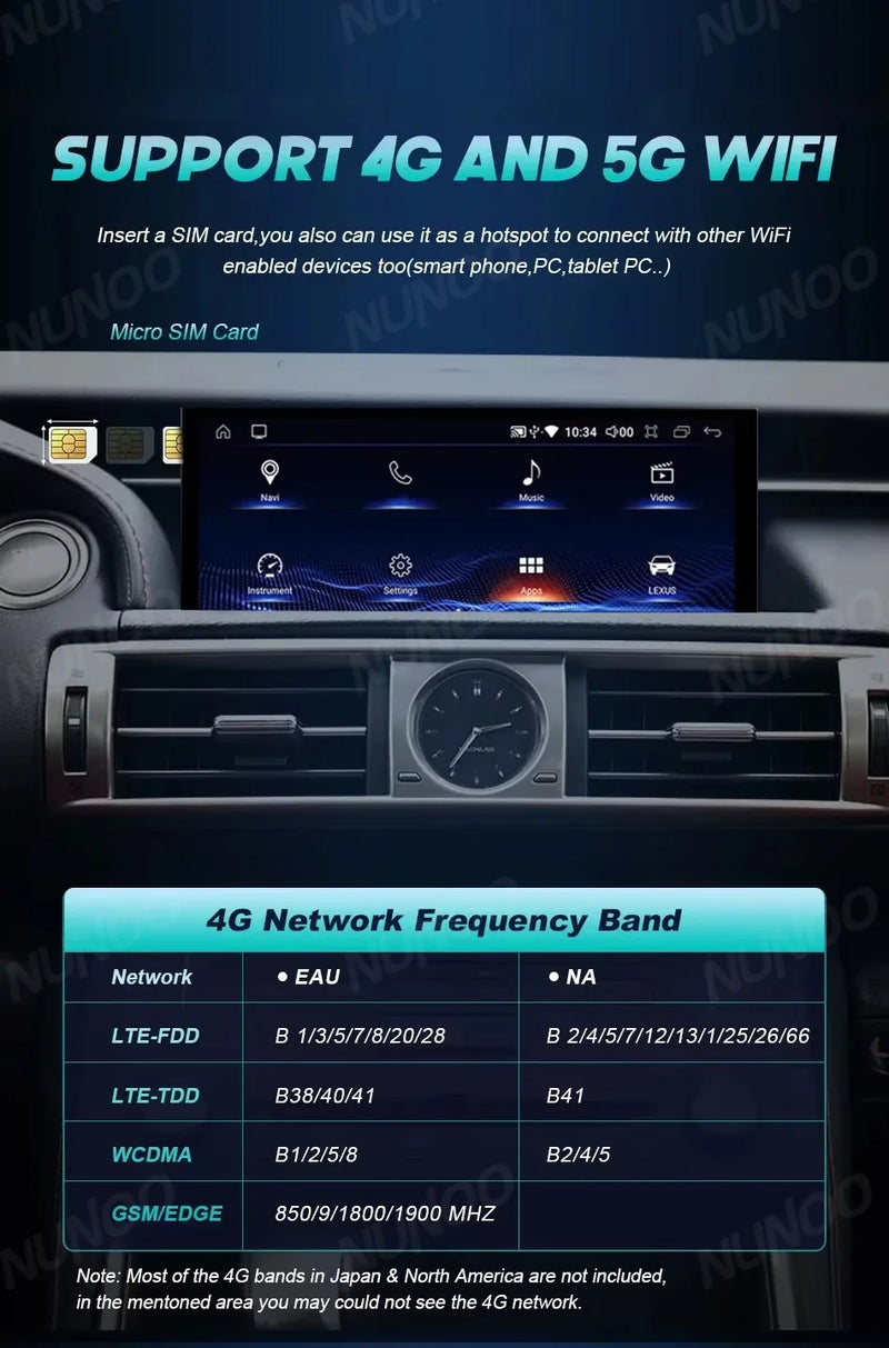 Autoradio CarPlay Android Auto Lexus NX 200 300 2014-2017 Écran 10,25 Pouces Android 14 DSP 4G