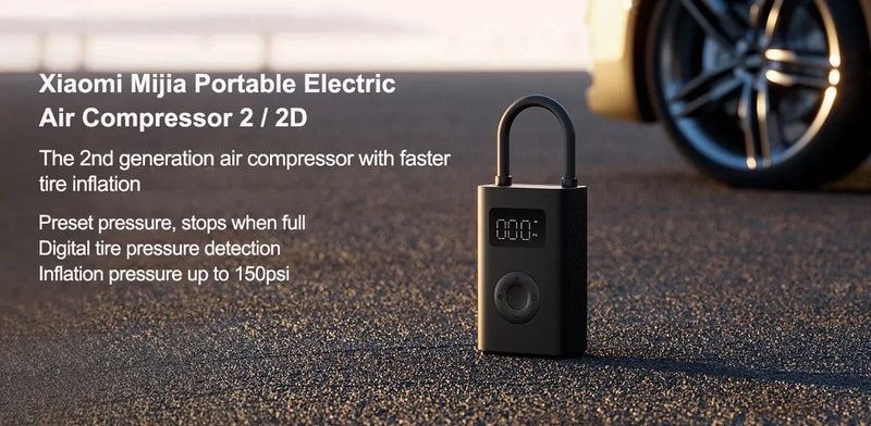 Gonfleur de Pneus Électrique Portable Xiaomi Compresseur d'Air 2 avec Écran Numérique et 6 Modes