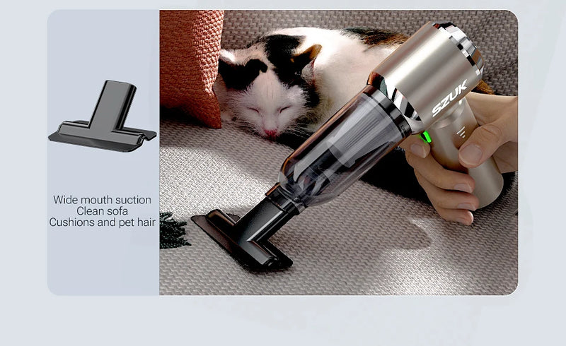 Aspirateur de Voiture Sans Fil SZUK Max 4 en 1 Aspire Souffle et Gonfle Rechargeable USB-C