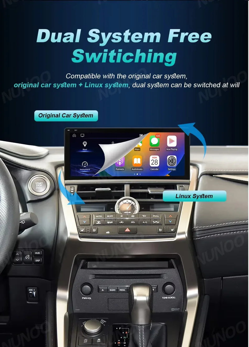 Autoradio CarPlay Android Auto Lexus NX 200 300 2014-2017 Écran 10,25 Pouces Android 14 DSP 4G
