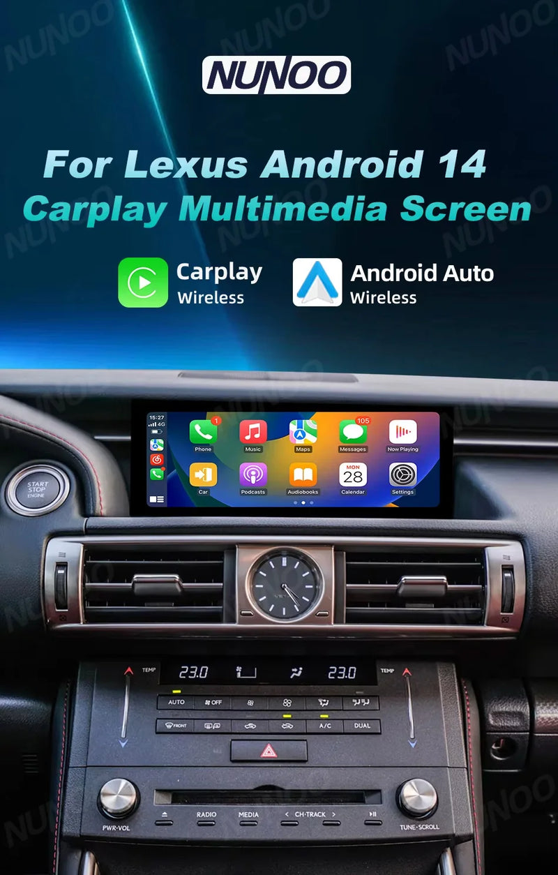 Autoradio Sans Fil CarPlay Android Auto Lexus IS 2013-2017 Écran 10,25 Pouces GPS 4G DSP