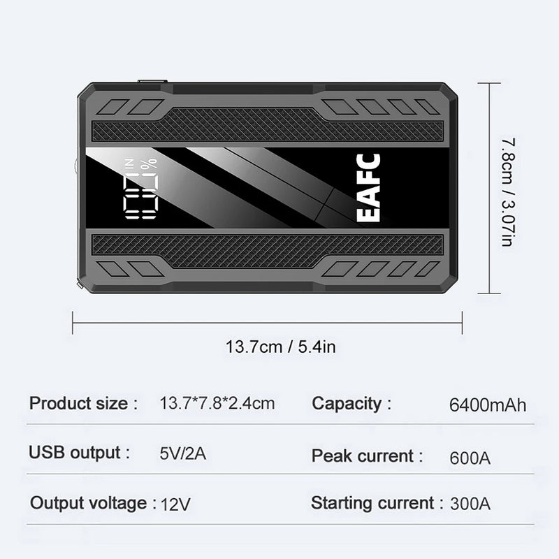Booster de Batterie Voiture EAFC 600A 2000A Démarreur Portable 12V