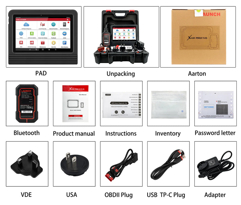 Valise Diagnostic Launch X431 PRO V5.0 Elite Tablette 8 Pouces