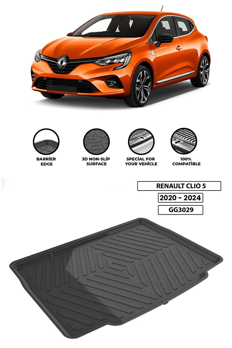 Tapis de Coffre Renault Clio 5 2020-2024 Bac Flexible Antidérapant