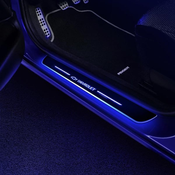 Seuils de porte LED Chevy éclairés sans fil 7 couleurs changeantes
