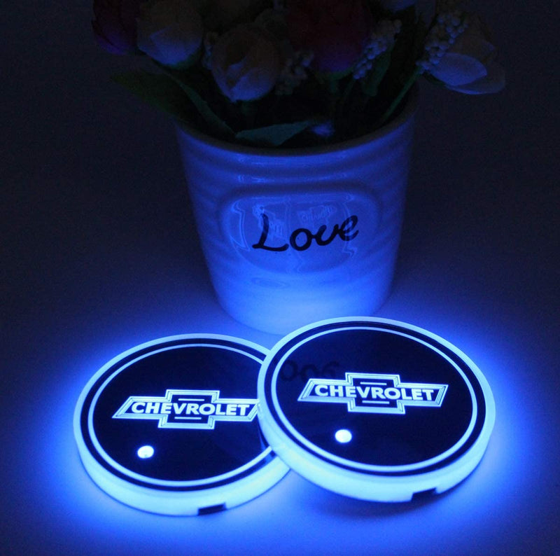 Porte-gobelet LED Chevrolet Chevy 7 couleurs USB éclairage intérieur