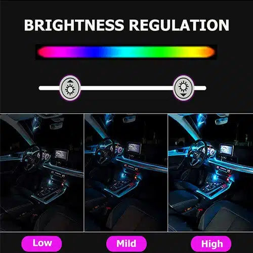 Kit d'éclairage d'ambiance LED multicolore fibre optique 5-en-1 intéri