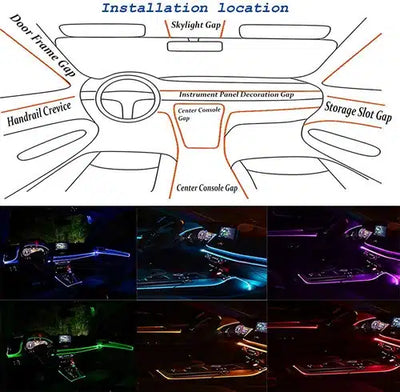 Kit d'éclairage d'ambiance LED multicolore fibre o 7
