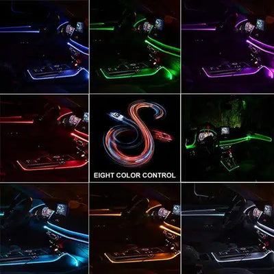 Kit d'éclairage d'ambiance LED multicolore fibre o 8