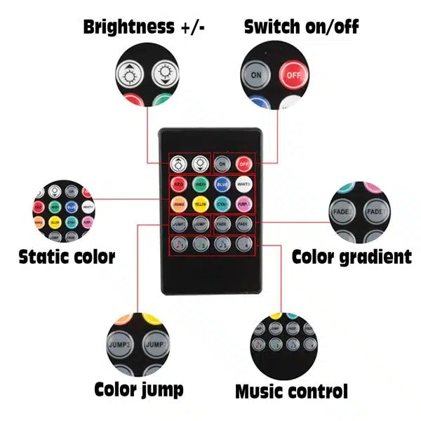 Lumière d'ambiance voiture 72 LED RGB intérieur multicolore