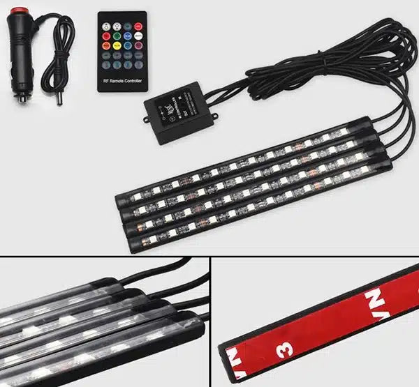 Kit d'éclairage d'ambiance voiture 48 LED multicolore intérieur