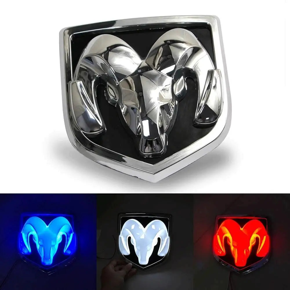 Emblème LED Dodge Ram lumineux pour calandre et hayon - Chrome
