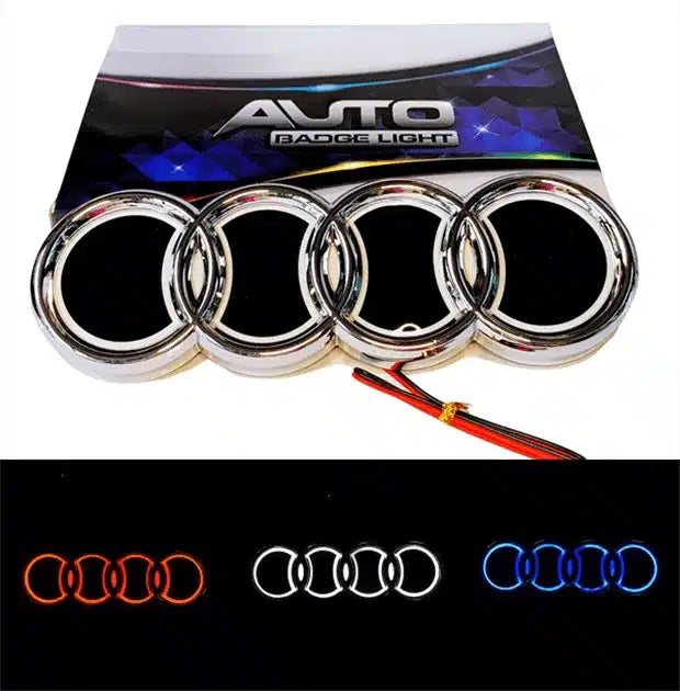 Logo Audi Lumineux LED 4D pour hayon Bleu Rouge Blanc