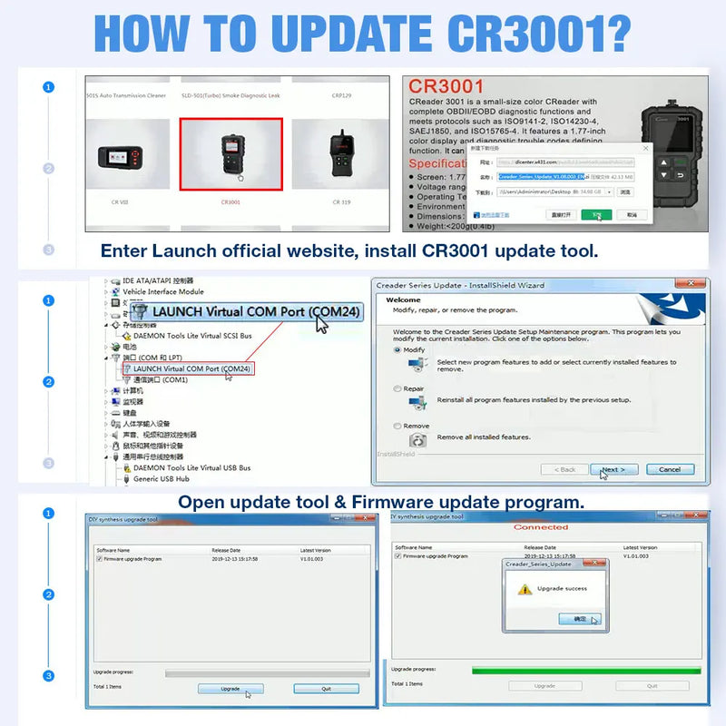 OBD2-Scanner LAUNCH Creader CR3001 Farbdisplay
