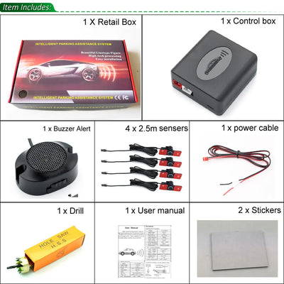 Radar de Recul GreenYi 4 Capteurs Plats 13 mm