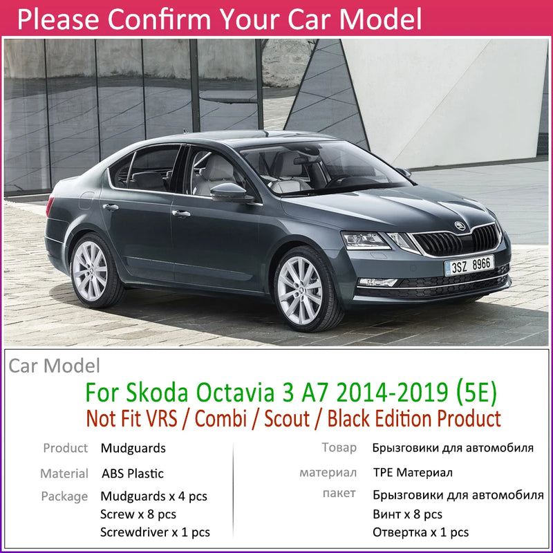 Bavettes Garde-Boue Skoda Octavia 3 MK3 A7 5E 2014-2019