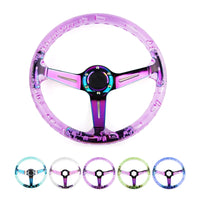 Volant Sport Acrylique Transparent 340 mm 14 Pouces Moyeu Néochrome