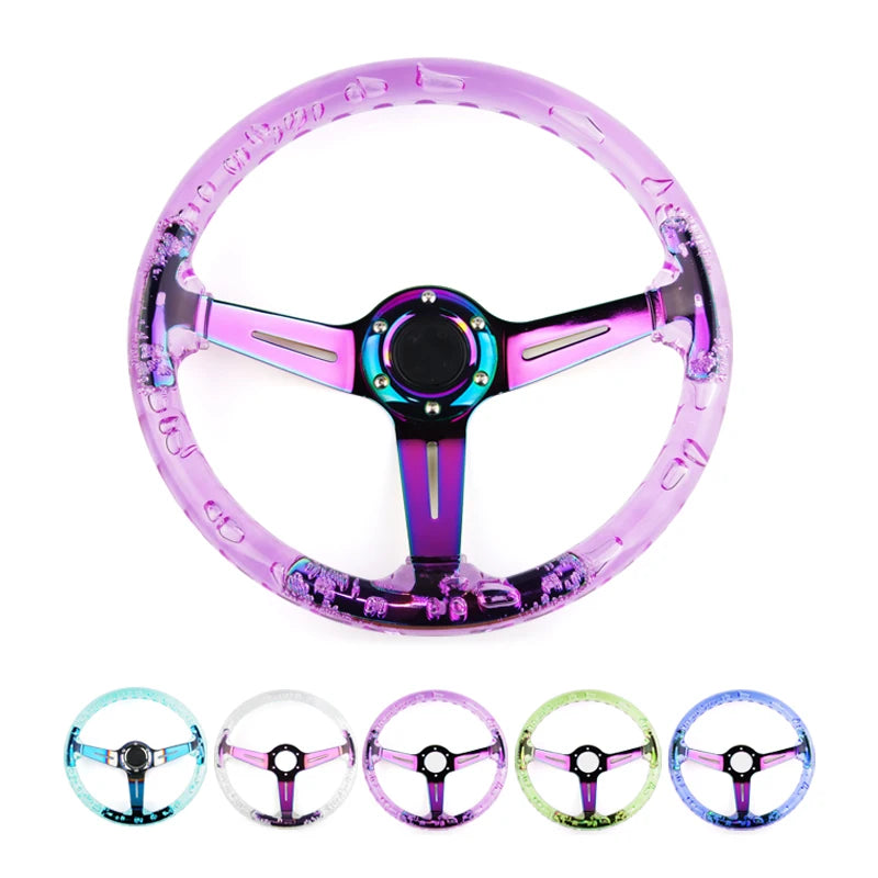 Volant Sport Acrylique Transparent 340 mm 14 Pouces Moyeu Néochrome