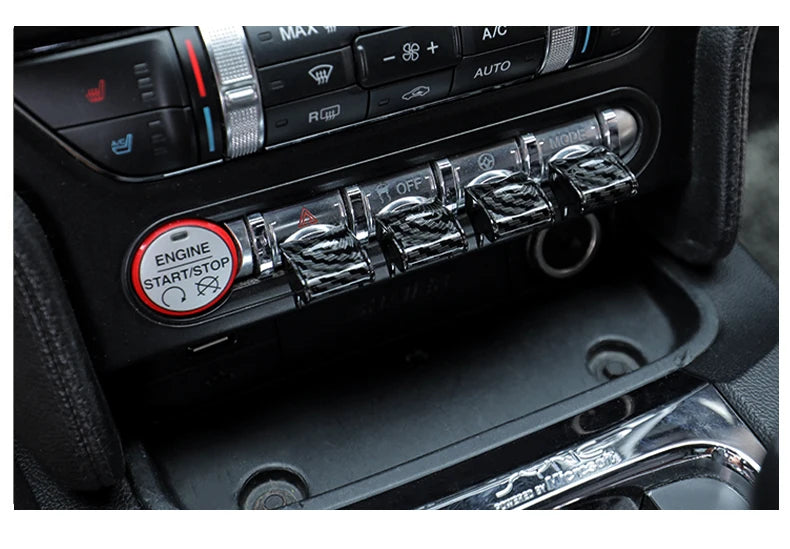 Cache Boutons Console Ford Mustang 2015-2020 Kit 4 Pièces