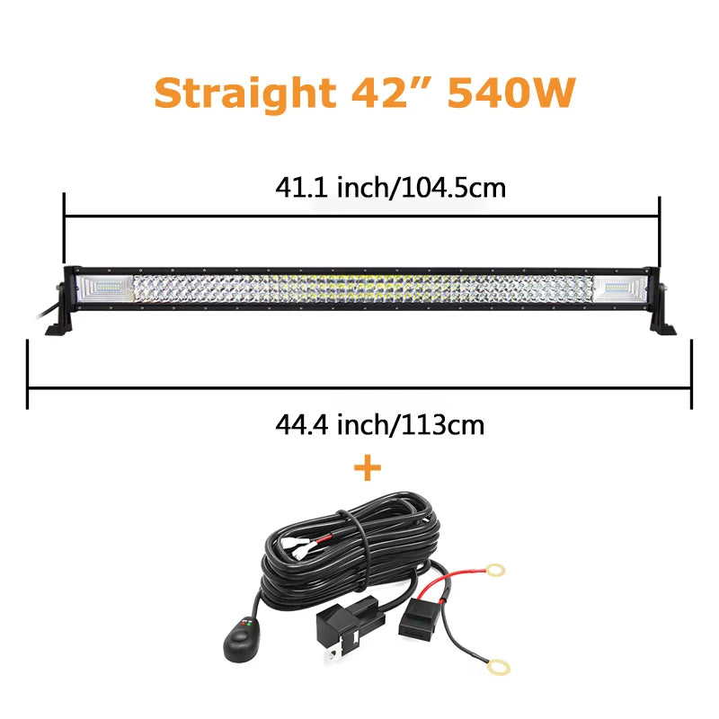 Barre LED Tout-Terrain 3 Rangées 7D 21 à 52 Pouces 270 à 675 W 12V 24V