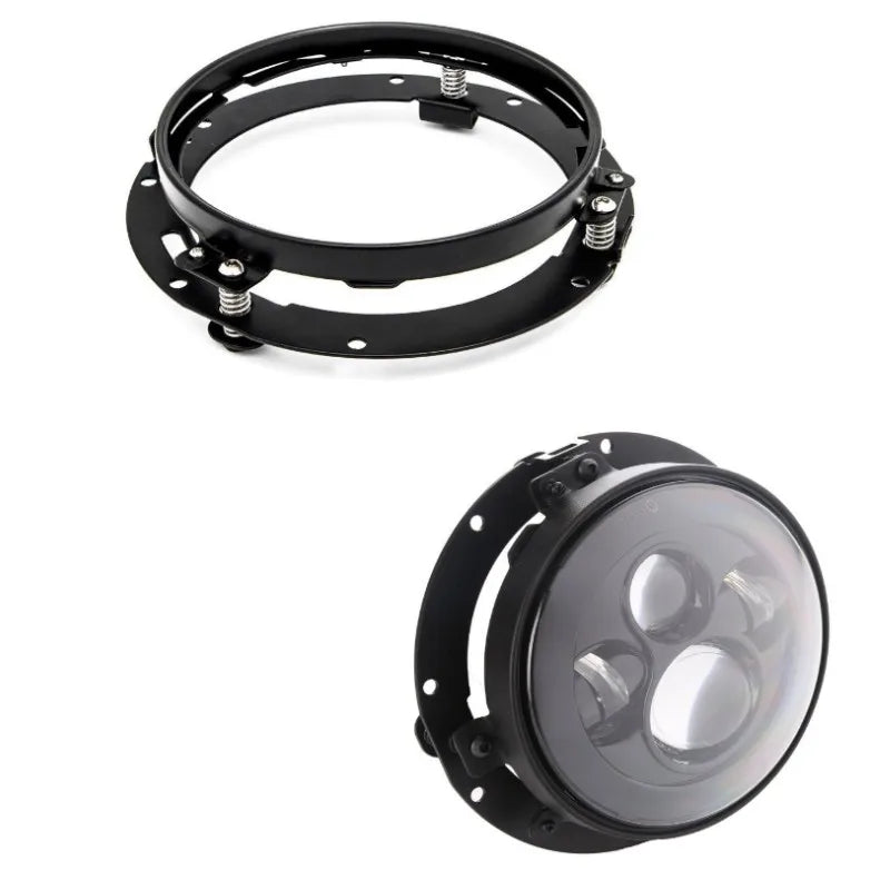2 Phares LED Ronds 7 Pouces Halo Land Rover Defender Lada Niva Beetle Classique avec Culot H4 et Anneau Ambre
