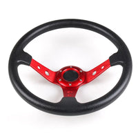Volant Sport Universel 350 mm Cuir PU et Aluminium 14 Pouces