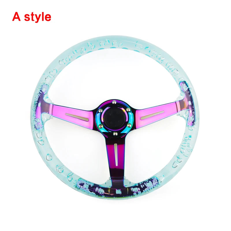 Volant Sport Acrylique Transparent 340 mm 14 Pouces Moyeu Néochrome